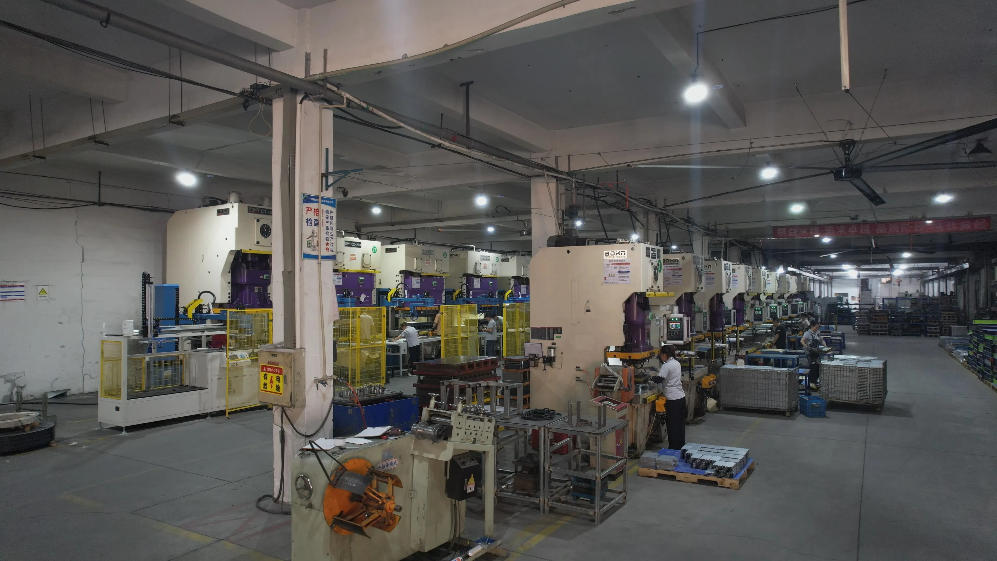 Wide production line inside the factory